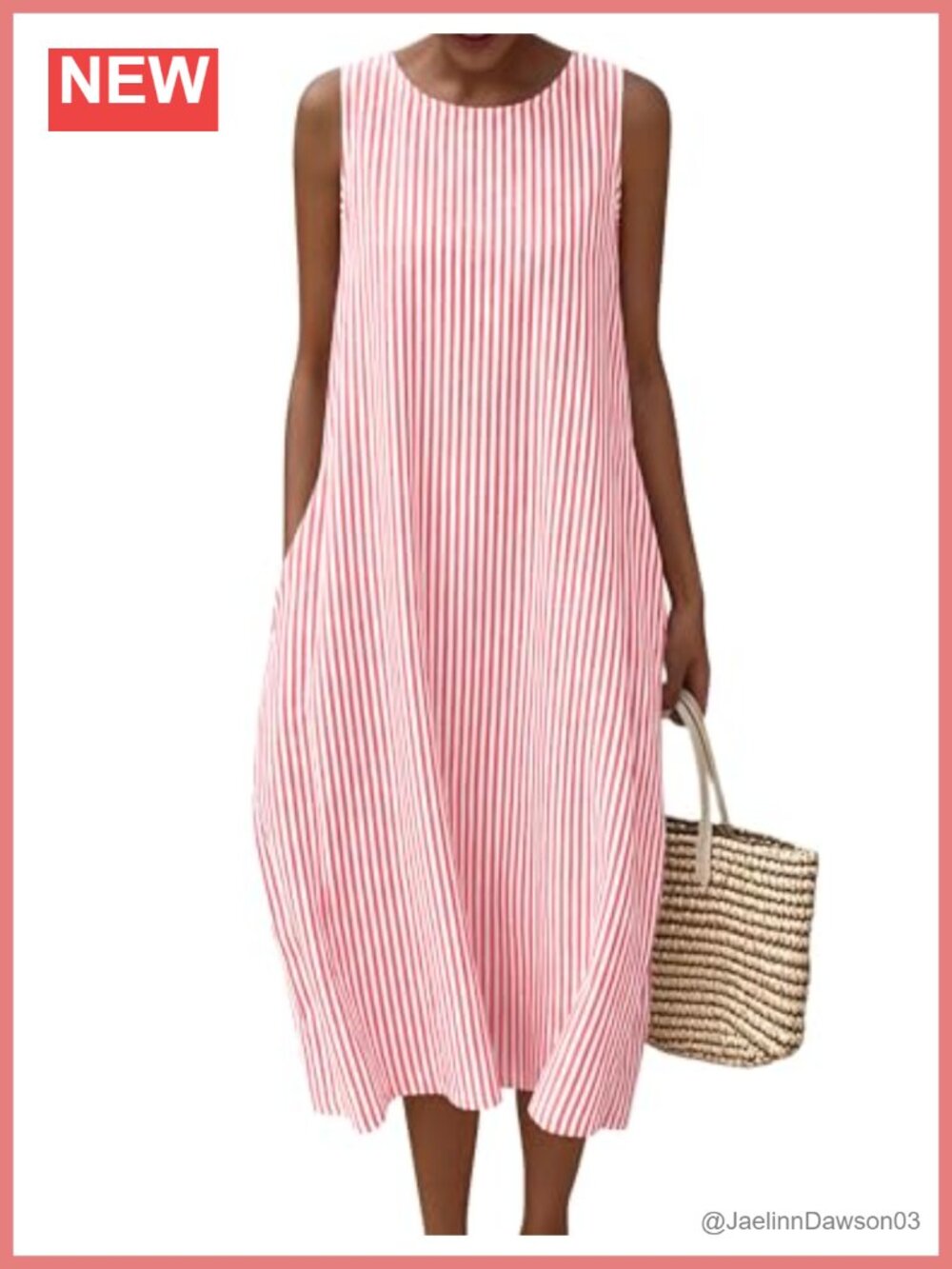 Women's Cotton Maxi Dress Sleeveless Beach Vacation Sundress with Pockets